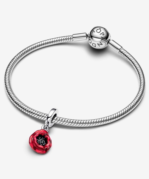 PANDORA（パンドラ） チャーム レッドフラワー ダングル チャーム