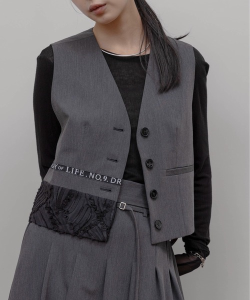 Eimee Law（エイミーロウ） ベスト ジレ ロゴテープチェックベスト