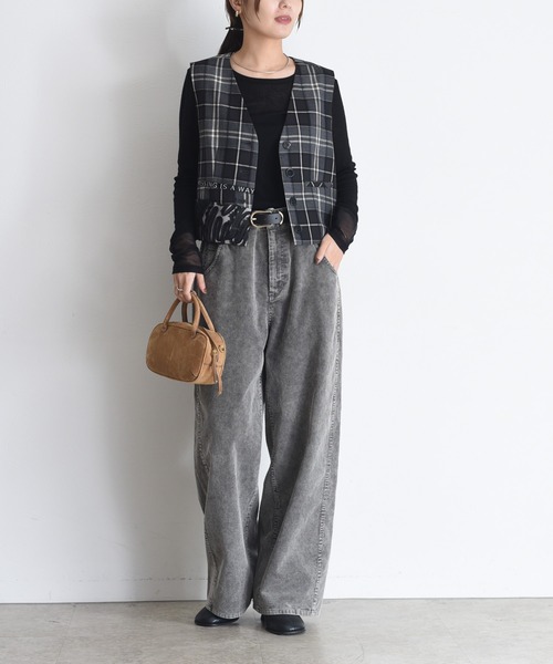 Eimee Law（エイミーロウ） ベスト ジレ ロゴテープチェックベスト