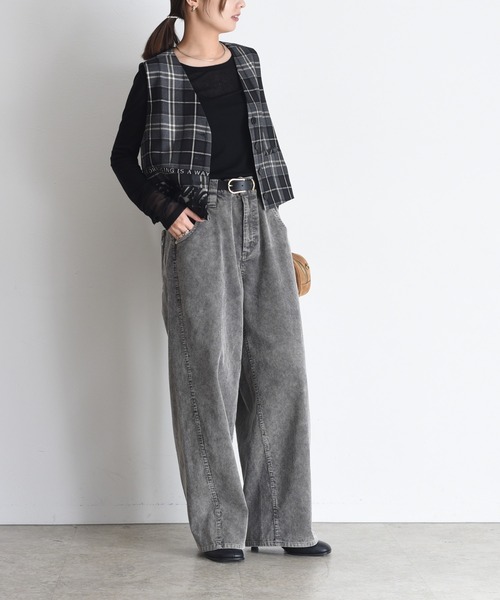 Eimee Law（エイミーロウ） ベスト ジレ ロゴテープチェックベスト