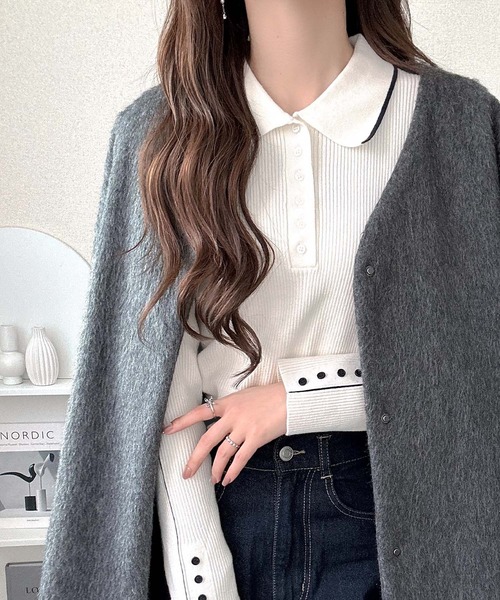 mily bilet ニット セーター 「mily bilet」配色ラインがポイント