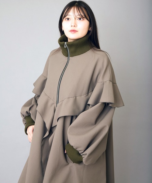 レキップ ヨシエイナバ　Aライン モッズコート ロングコート カーキ 38 モッズコート コート Aラインフリルコート レディース : ZOZOTOWN