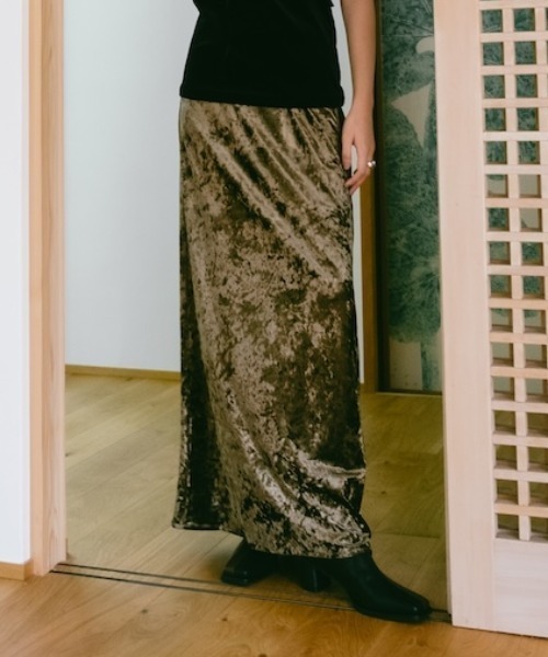 sahara（サハラ） スカート Crash Velour Long Skirt/クラッシュベロア