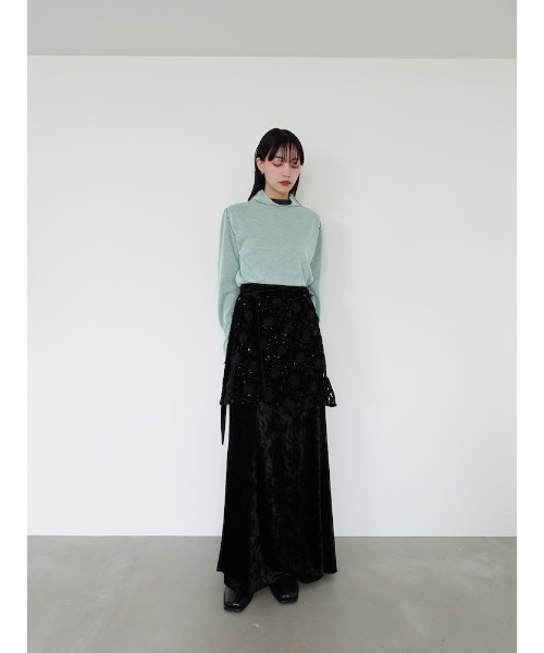sahara スカート Crash Velour Long Skirt/クラッシュベロアロング