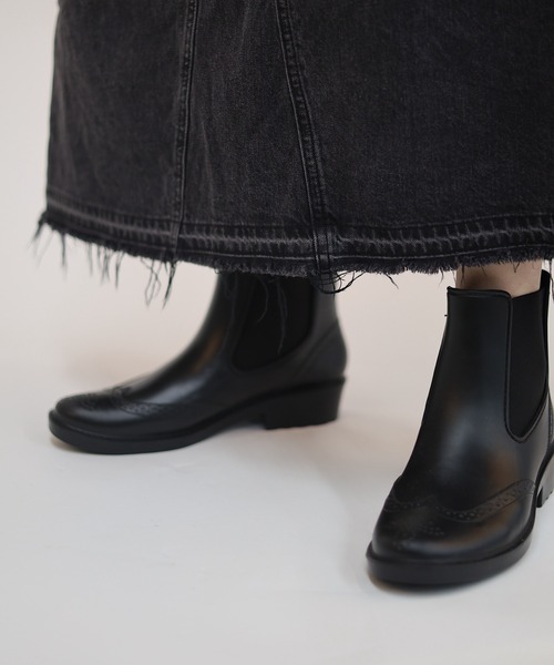 長靴 レインブーツ ウィングチップ デザイン レイン ブーツ レディース