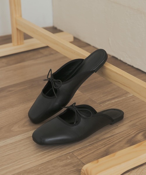 URBAN RESEARCH DOORS サンダル スクエアトゥリボンミュール
