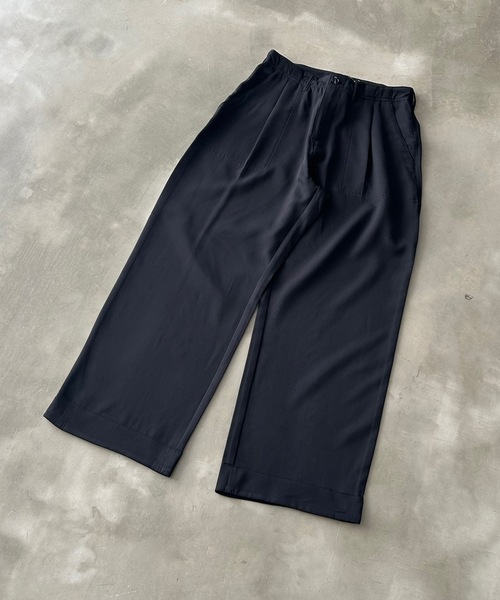 MandO（エムオー） スラックス ストライプ＆無地ベイカータックパンツ