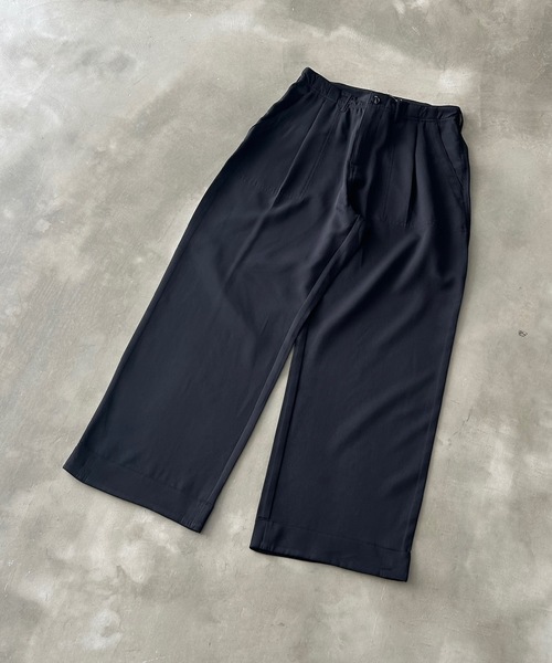 MandO（エムオー） スラックス ストライプ＆無地ベイカータックパンツ