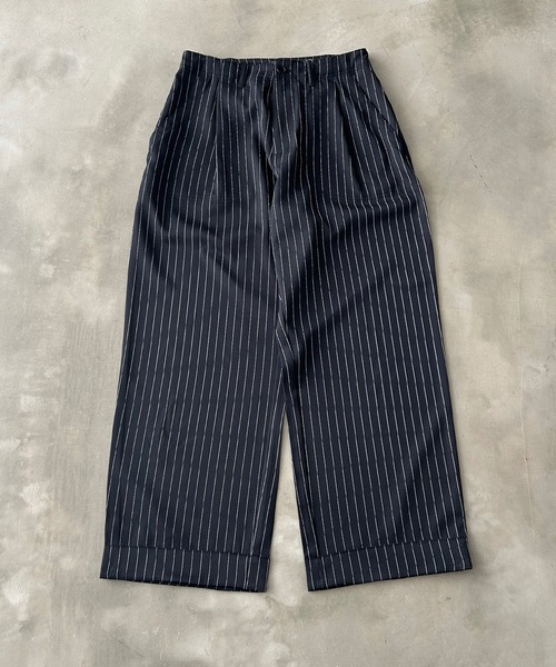 未使用 DIAMOND-TUCK PANTS ストライプ パンツ 249 MandO（エムオー） スラックス ストライプ＆無地ベイカータックパンツ
