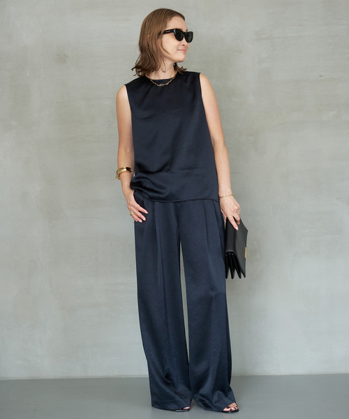 DEUXIEME CLASSE - Deuxieme Classe (ドゥーズィエムクラス) 23051500803010 *Minimal Satin ノースリーブブラウス レディース ベージュ FREE Minimal Satin ノースリーブブラウス（シャツ／ブラウス