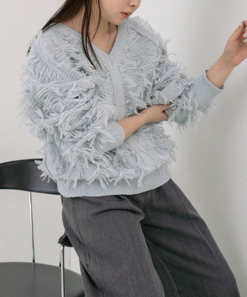 BAB（バブ） ニット セーター 前後2WAYシャギーニットトップス