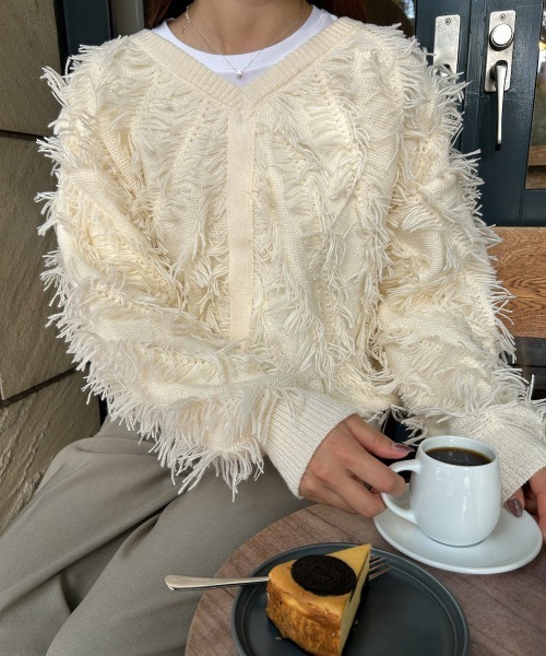 BAB（バブ） ニット セーター 前後2WAYシャギーニットトップス