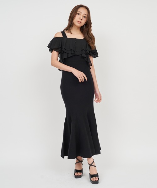 ROYAL PARTY ワンピース シフォンブラウスドッキングニット