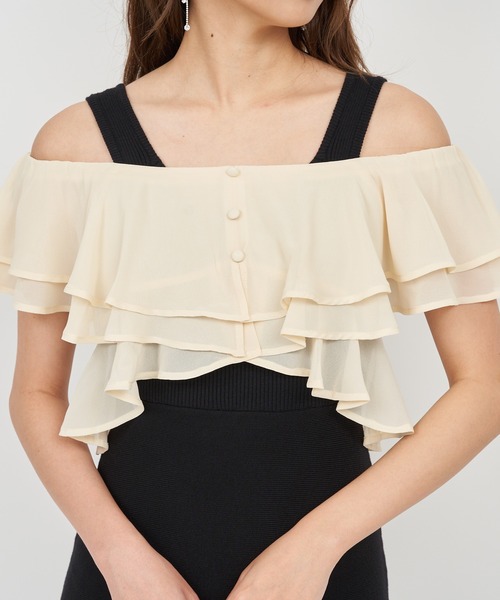 ROYAL PARTY ワンピース シフォンブラウスドッキングニット