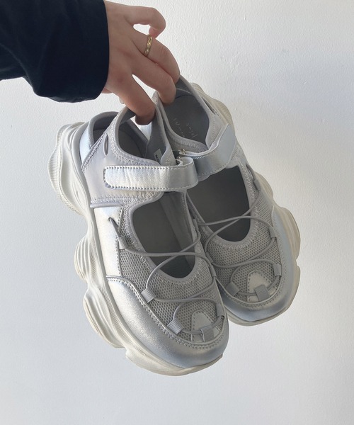 「AS KNOW AS plus」 フラットサンダル M シルバー レディース_画像2