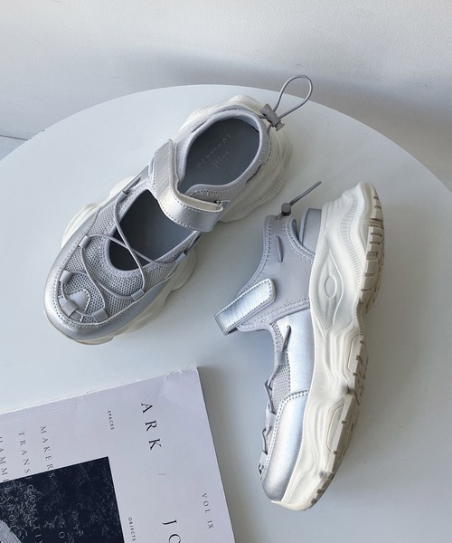 「AS KNOW AS plus」 フラットサンダル M シルバー レディース_画像6