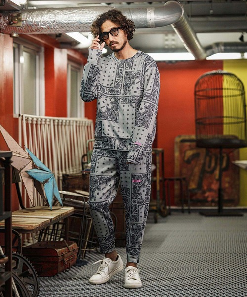 トレーナー スウェット msw1750-Bandana Cardboard Knit Zip Accent Pullover トレーナー(F25F10