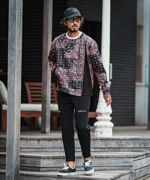 トレーナー スウェット msw1750-Bandana Cardboard Knit Zip Accent Pullover トレーナー(F25F10