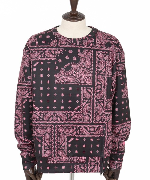トレーナー スウェット msw1750-Bandana Cardboard Knit Zip Accent Pullover トレーナー(F25F10