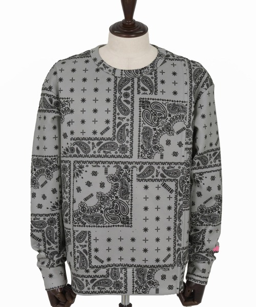トレーナー スウェット msw1750-Bandana Cardboard Knit Zip Accent Pullover トレーナー(F25F10