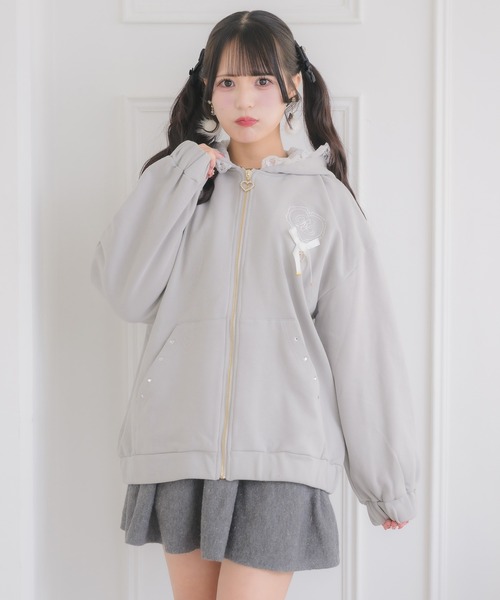 ベイビー　ホワイト　うさみみパーカー　カーディガン　ボレロ うさみみパーカーシャギーセットアップ – BUNNY APARTMENT