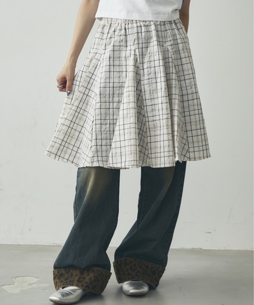 新品☆フレアチェックスカート SSサイズあり】ロービングチェック柄スカート | フレアスカート