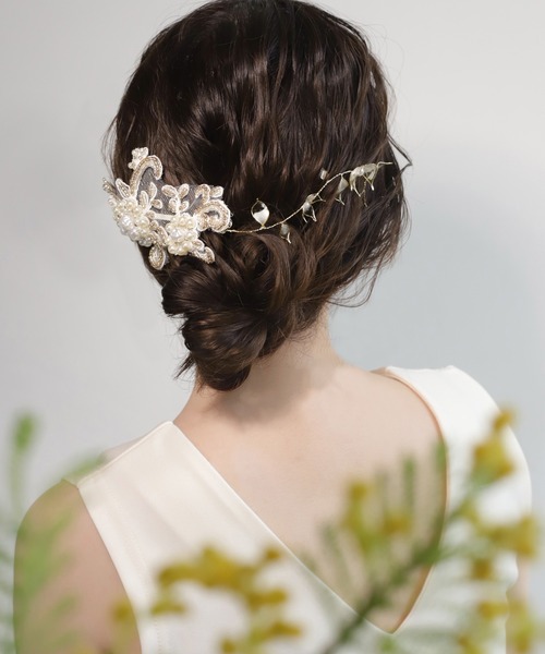 アネモネ（ANEMONE）/レース×フラワーバインヘッドドレス[Hanayome] ANEMONE（アネモネ） カチューシャ レース×フラワーバインヘッドドレス