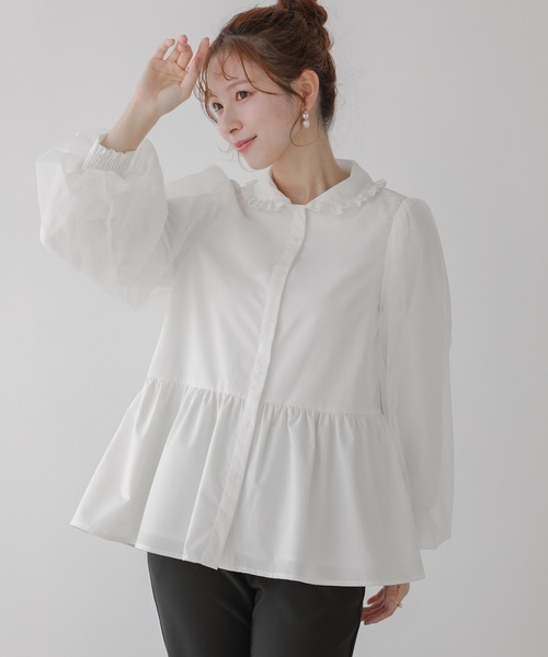 fitmore ールレースフリルブラウス ZOZO限定商品】チュールレースフリルブラウス（Tシャツ/カットソー