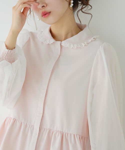 fitmore ールレースフリルブラウス ZOZO限定商品】チュールレースフリルブラウス（Tシャツ/カットソー