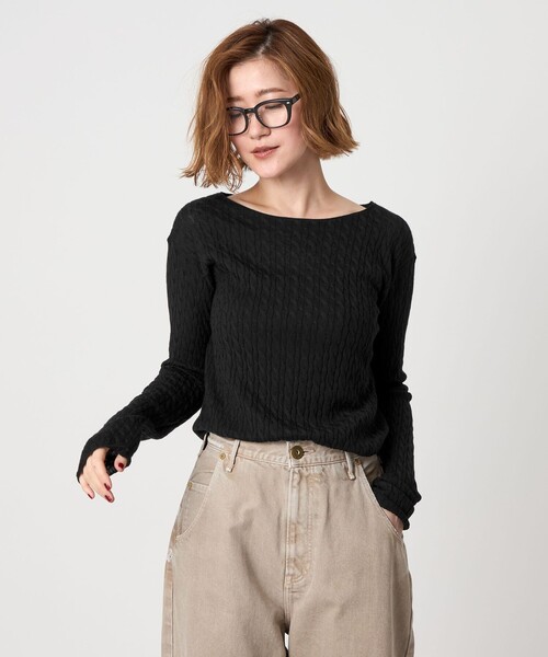 conte ニット セーター 「conte」ケーブル ボートネックニット