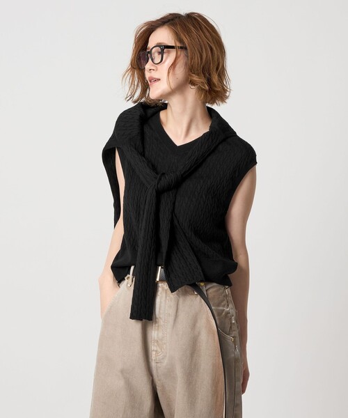 conte ニット セーター 「conte」ケーブル ボートネックニット