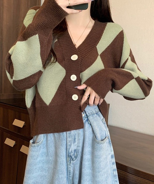 dia   カーディガン DISCOVERED（ディスカバード）の「mcg3688-SKELTON MESH KNIT CARDIGAN