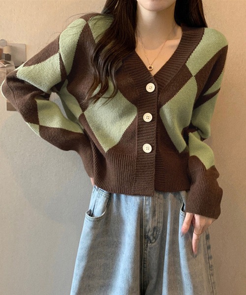 DAY CLOSET カーディガン 「ドラマ衣装提供/小顔見せVネック」長袖