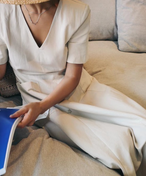 「N.s」 半袖ワンピース FREE アイボリー レディース_画像5