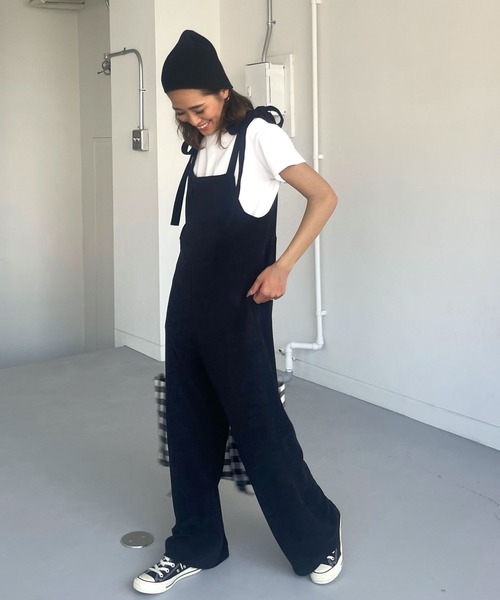 CHERI since1985 サロペット オーバーオール 肩紐リボンベロア 