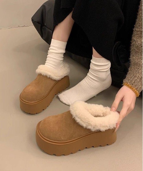 shyam inspiration スリッポン 厚底ローカットムートンサボシューズ