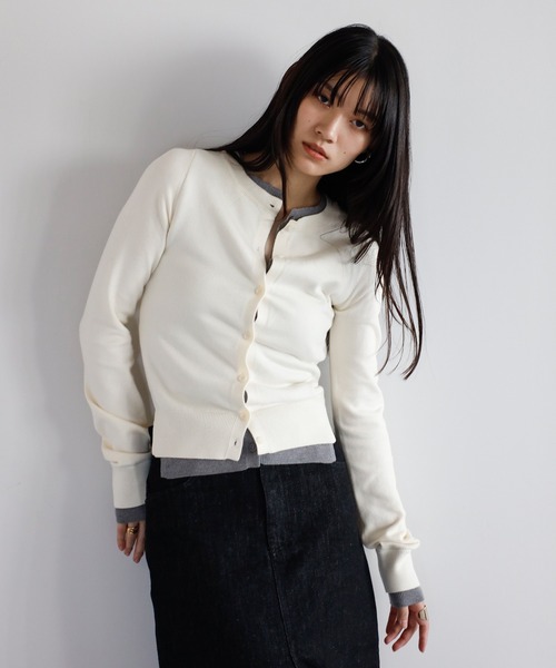 ENC カーディガン layered like knit cardigan / レイヤード風ニット