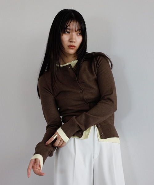 ENC カーディガン layered like knit cardigan / レイヤード風ニット