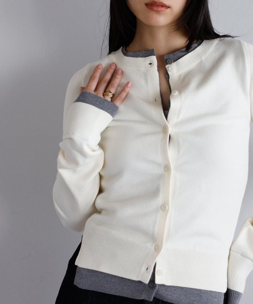 ENC カーディガン layered like knit cardigan / レイヤード風ニット
