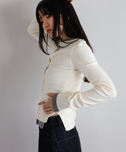 ENC カーディガン layered like knit cardigan / レイヤード風ニット