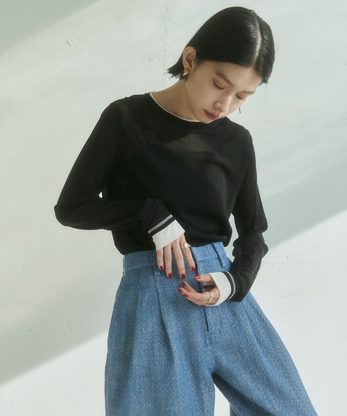 hunch（ハンチ） tシャツ パワーネット 配色 レイヤード シアー