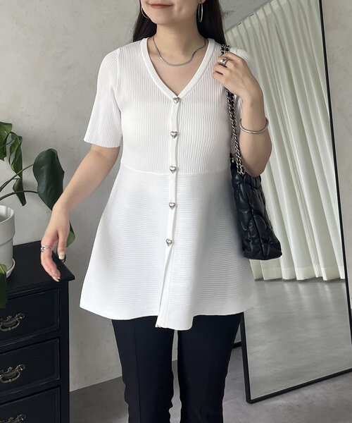 「prose verse」 半袖ニット MEDIUM ブラック レディース_画像4