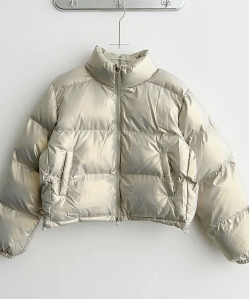 ダウンコート ダウンジャケット グロッシー ハイネック ショートダウン