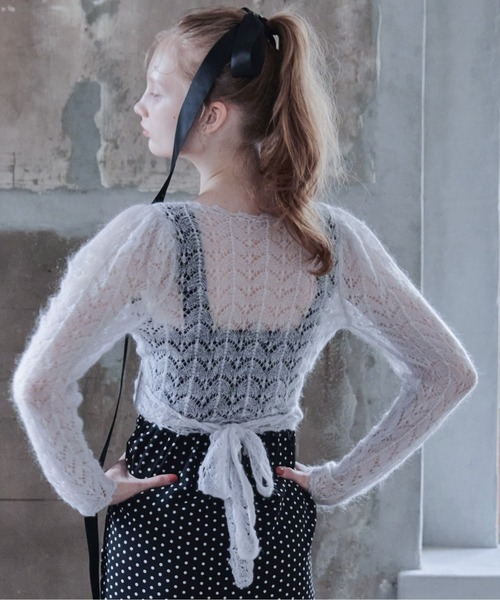 etre loin（エトルワン） カーディガン Mohair crochet ribbon