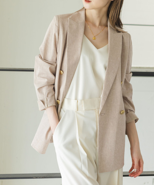 定価約3.4万 Noble テーラードジャケット 38 NOBLE（ノーブル） テーラードジャケット 38 ベージュ レディース