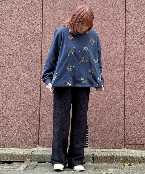 SUPER HAKKA（スーパーハッカ） tシャツ 裏毛裏起毛ドット＆フラワー