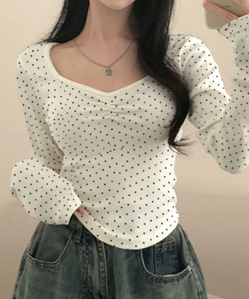 MAISON DE THERESE（メゾン ド テレーズ） tシャツ ドット水玉柄V