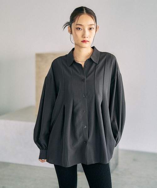 シャツ/ブラウス(長袖/七分) Y'sPINK  TAFFETA GATHER SLEEVE SHIRT NARACAMICIE（ナラカミーチェ） ブラウス シャツ 「NARACAMICIE