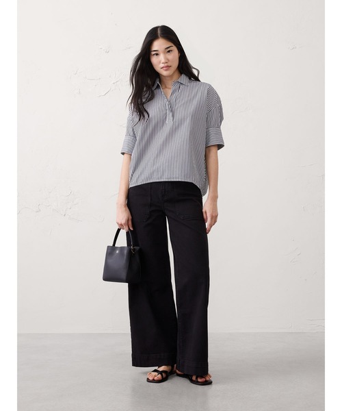 ブラウス シャツ BANANA REPUBLIC FACTORY STORE　　日本限定 ドレーピー カラード プルオーバー ポプリンシャツの画像