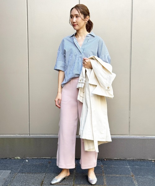 ブラウス シャツ BANANA REPUBLIC FACTORY STORE　　日本限定 ドレーピー カラード プルオーバー ポプリンシャツの画像